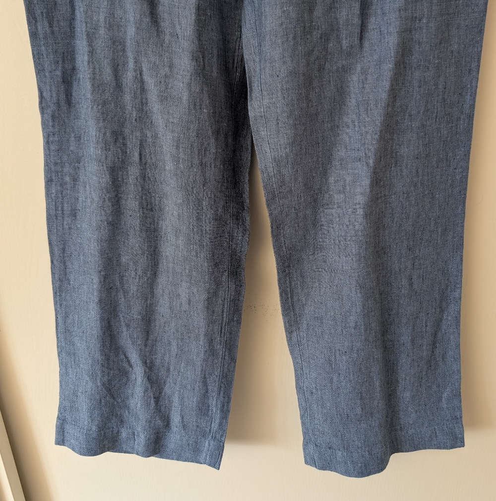 Charter Club Luxury Womens Medium 100% Linen Pants Blue Vacation Resortwear - Picture 2 of 8